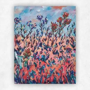 Autumnal Flowers — Acrylic on Stretched Canvas, 560 × 700 mm