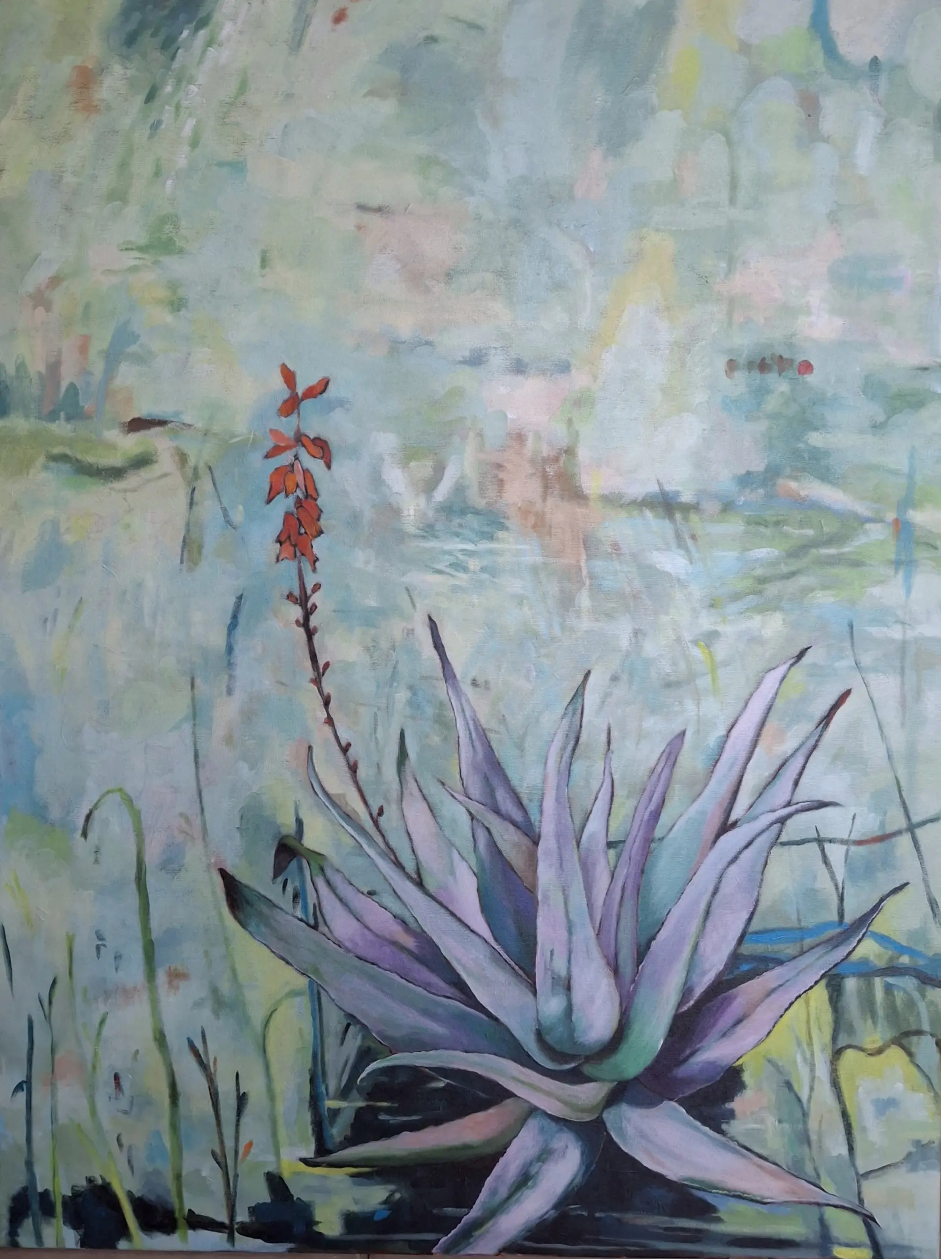 Flowering Aloes — Acrylic on Stretched Canvas, 600 × 1000 mm