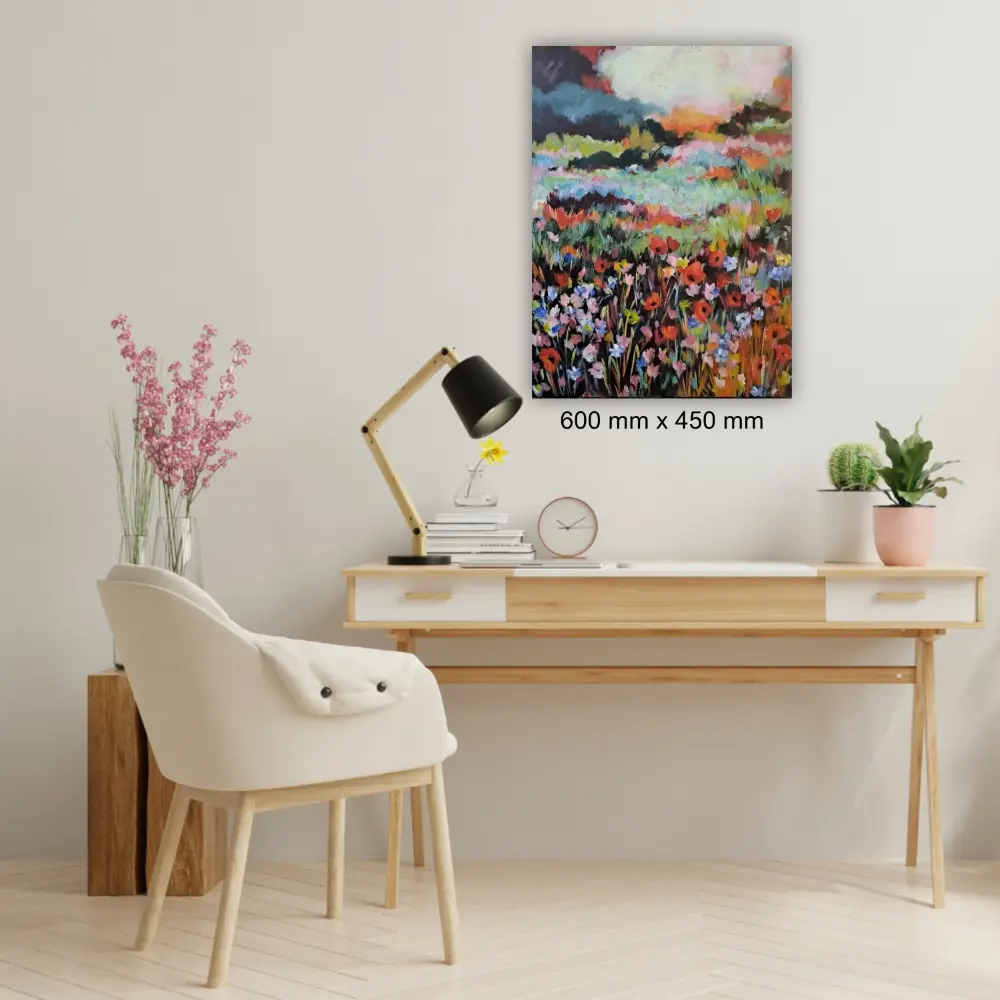 Julie Tugwell Art <br> Autumn Valley Blooms <br> Acrylic on Stretched Canvas <br> 600 mm x 450 mm