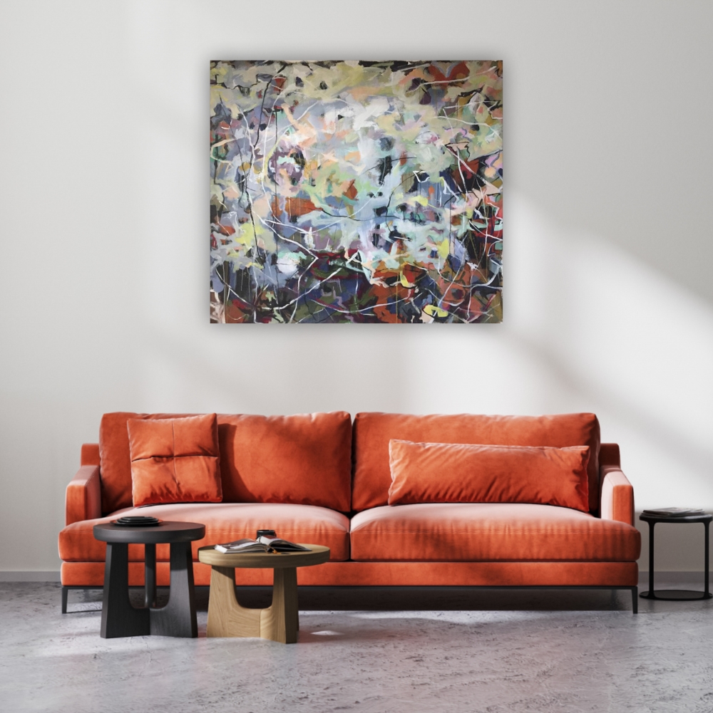 Julie Tugwell Art <br> Embracing Chaos <br> Acrylic on Stretched Canvas <br> 1170 mm x 1300 mm