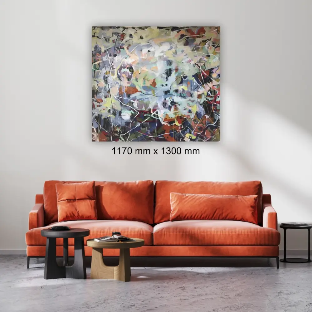 Julie Tugwell Art <br> Embracing Chaos <br> Acrylic on Stretched Canvas <br> 1170 mm x 1300 mm