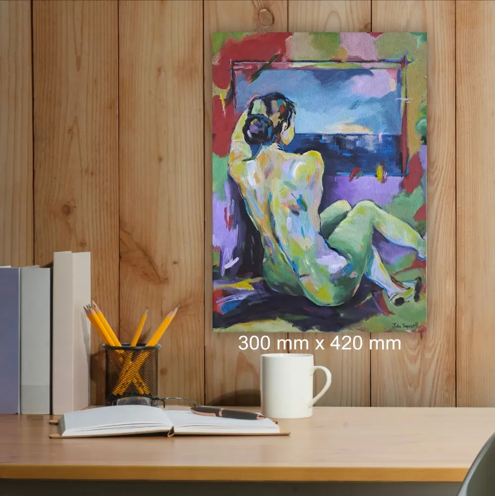 Julie Tugwell Art <br>An Eternal Sunset of Being<br>Acrylic on Stretched Canvas <br>300 mm x 420 mm