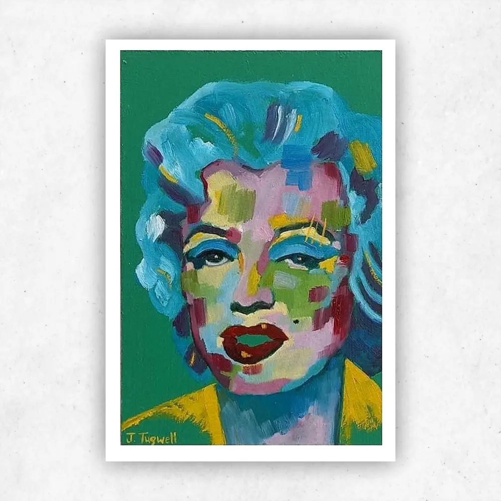 Julie Tugwell Art <br> Marilyn Monroe <br> Oil on Board <br> 100 mm x 150 mm