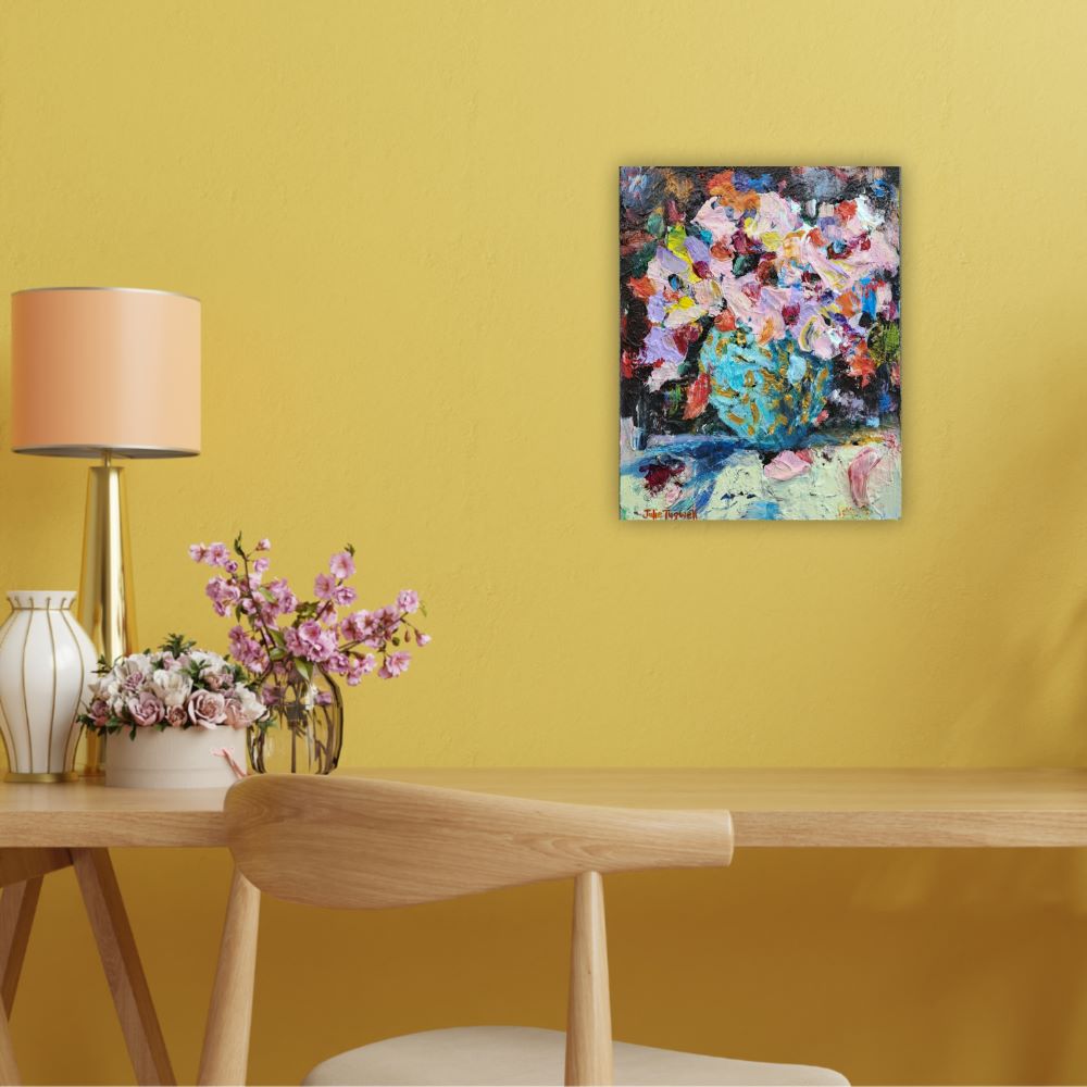 Julie Tugwell Art <br> Palette Petals 4 <br> Acrylic on Board <br> 160 mm x 200 mm