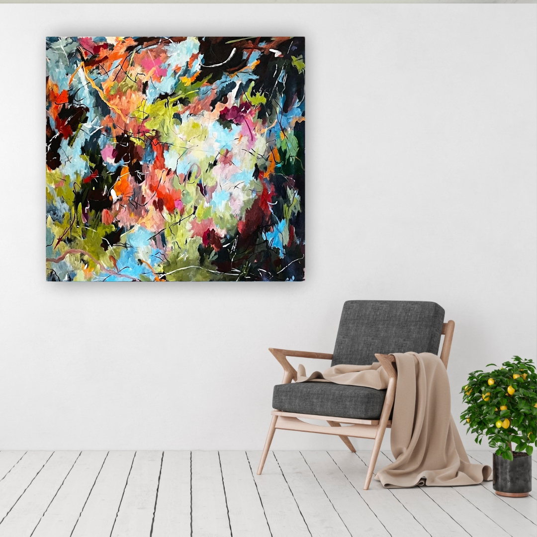 Julie Tugwell Art <br> Chemistry of Currents <br>  Acrylic on Stretched Canvas <br> 1400 mm x 1400 mm