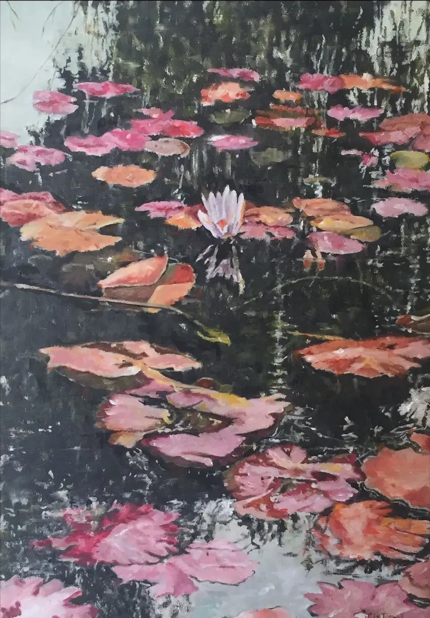 Julie Tugwell Art <br> 9 Lily Pond <br> Oil on canvas <br> 300 mm X 400 mm