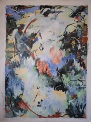 A Garden of Music under an African Sky — Acrylic on loose canvas, 1000 × 1400 mm